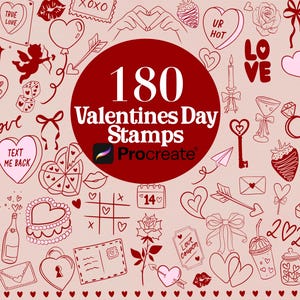 Romantic Love Doodle Stamps for Procreate! Valentine's Day, Flash Tattoo Design, Love Themed Sticker Designs, Hand Drawn style