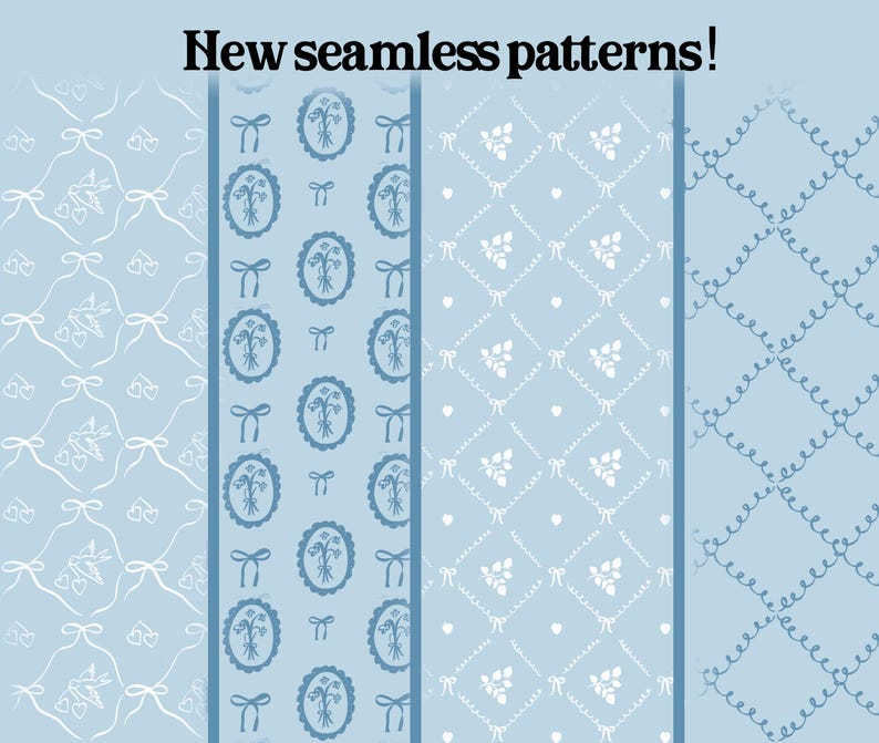 Coquette Seamless Pattern Brushes for Procreate! Patterns, Bows, Lines, Floral, Vintage Patterns for Beginners (instant download) image 4