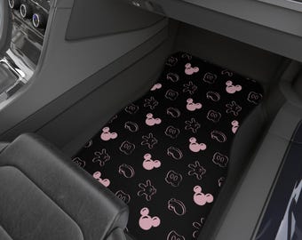 Pink Mickey Pattern Car Mats