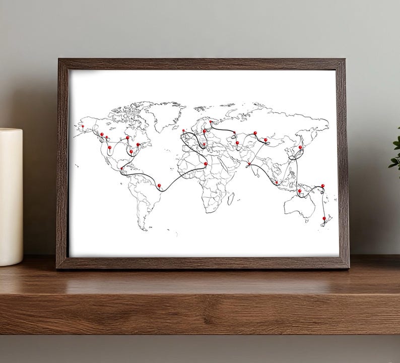 Custom Travel World Map Art Gift for Travellers! Custom Travelling ...