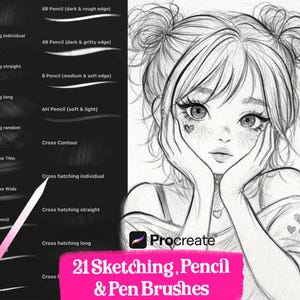 21 Sketch Pencil Brushes for Procreate! Procreate Sketching Brush Pack, Line art, Pen Marker Brushes, Character Designing Portrait Brushes