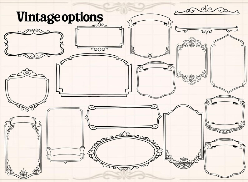Classic Label Frame Classic Label Frames PNG JPEG Bundle! Vintage Frames, Simple Label ...