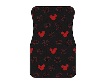 Red Mickey Head Pattern Car Mats