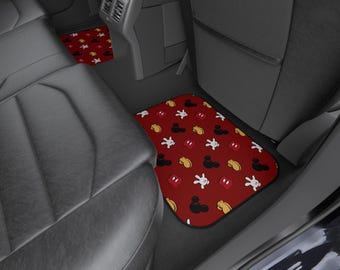 Mickey Disney Car Accessory Floor Mats Icons Car Mats - Black, Red, White & Yellow
