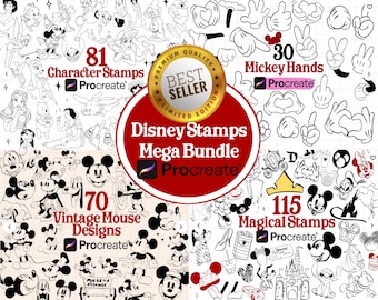 Disney Magical Mouse MEGA BUNDLE Brush Stamps for Procreate! Doodle Line Art Whimsical Flash Designs Mickey Mini Mouse Hand Drawn (download)