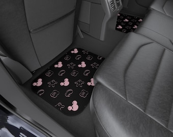 Mickey Disney Car Accessory Floor Mats Icons Car Mats - Pink & Black