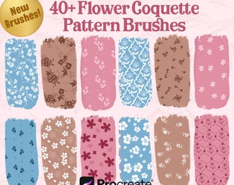 Coquette Seamless Pattern Brushes for Procreate! Flower Wallpaper, Botanical Lines, Floral, Vintage Floral Bouquets instant download)