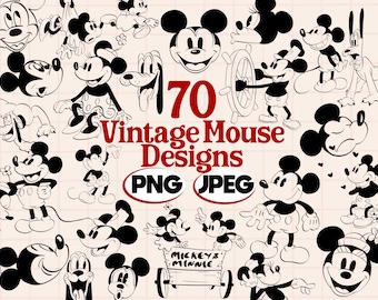 Disney Magical Mouse Vintage Original PNG JPEG FILES! Doodle Line Art Magic Flash Designs Mickeyy Minnie Hand Drawn (Commercial Use)