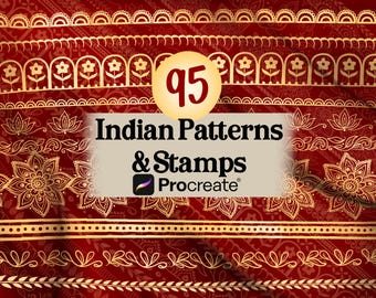 Indian Pattern Design Brushes for PROCREATE! Henna, Mehndi, Paisley, Indian Embroidery Indian ,Fashion Seamless Pattern Stamp (download)