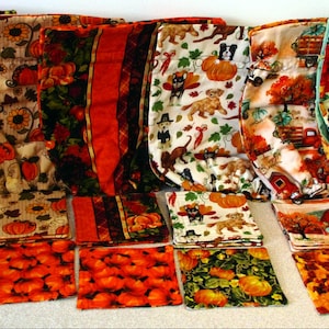 Juego de funda para tetera y posavasos a juego para Acción de Gracias, grande - de 6 a 8 tazas