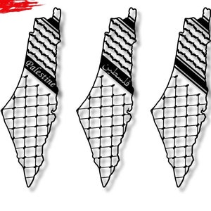 Palästina Landkarte mit Keffiyeh Muster | SVG Digitale Datei zum Laserschneiden, Gravieren, Cricut und Transferpressen