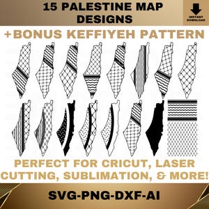 Palästina Karte Keffiyeh Muster SVG, Cricut bereit (digitaler Download)