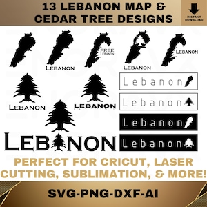 Lebanon Map & Cedar Tree SVG Bundle: Lebanese Pride Designs