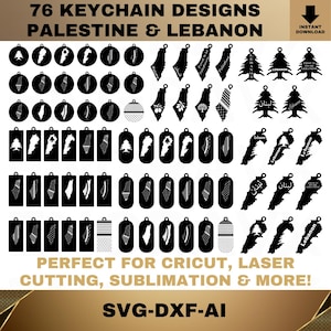 Keffiyeh & Cedar Tree Keychain SVG Bundle: Laserskurna filer