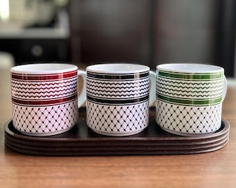 Palestine Keffiyeh Coffee Mug 10oz | Kufiya Pattern Ceramic Cup | Palestinian Gift | Arab Heritage Mug | Cultural Solidarity Gift