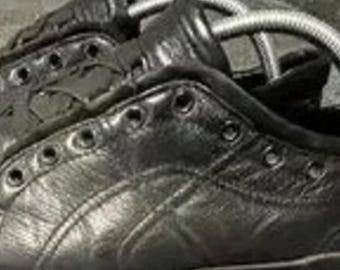Vintage Carlo Pasolini Italian Leather Sneakers, Low Profile Minimalist Black Trainers, EU 42