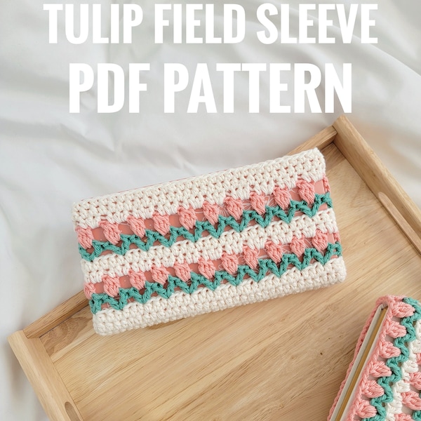 tulip field notebook sleeve pattern | crochet pattern | crochet book sleeve | crochet book cover | cozywithangel | DIGITAL