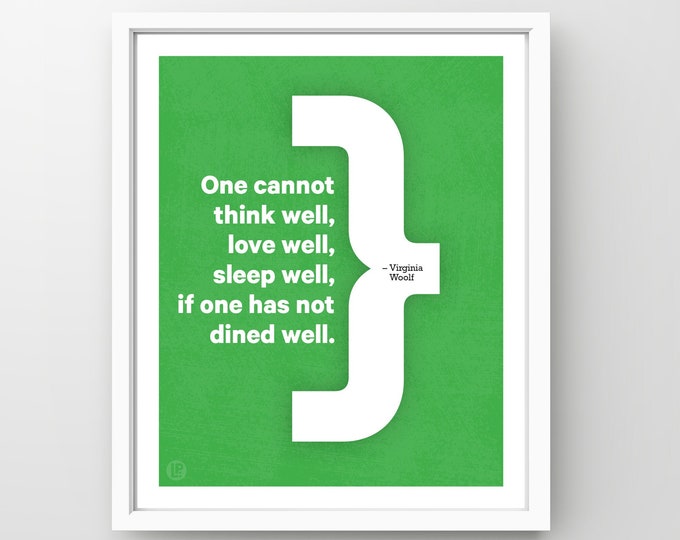 Poster Print Quote • Virginia Woolf, Dined • 4 Sizes • Words of Women