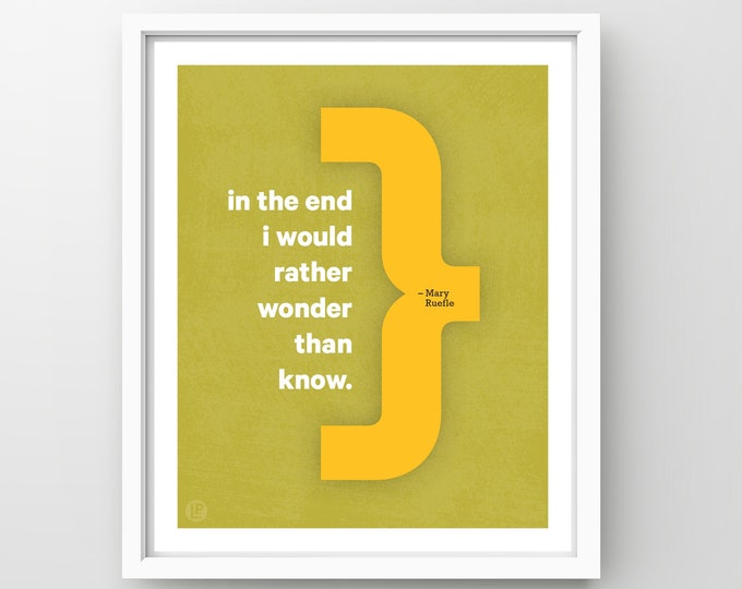 Poster Print Quote • Mary Ruefle, Wonder • 4 Sizes • Words of Women