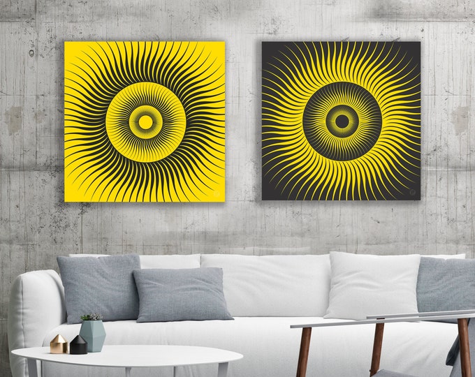 Canvas Art | Black Sun OpArt | Room and Wall Décor | 5 sizes