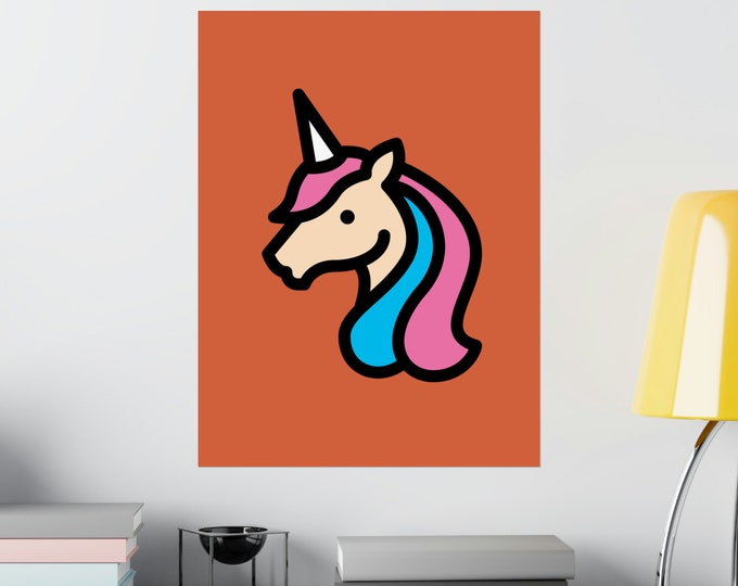 Poster Print | Unicorn | Orange | 4 Sizes