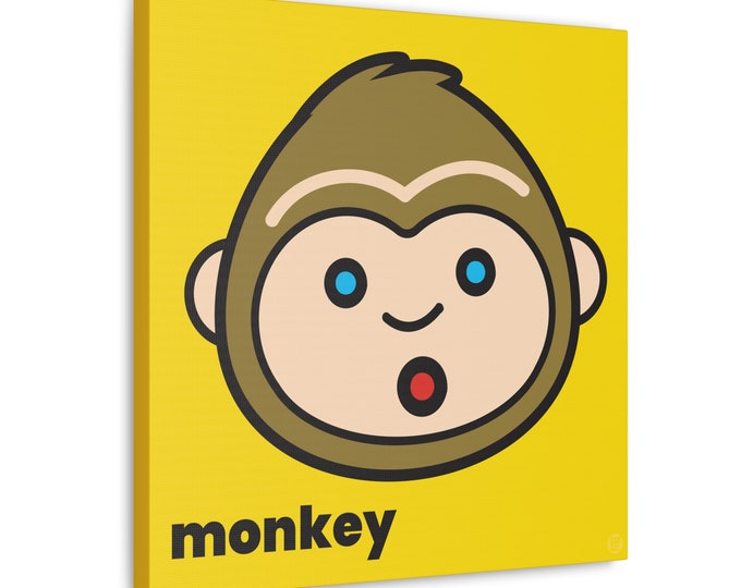 Adorable Monkey | Canvas Animal Art | Nursery and Kids Room | 5 Sizes