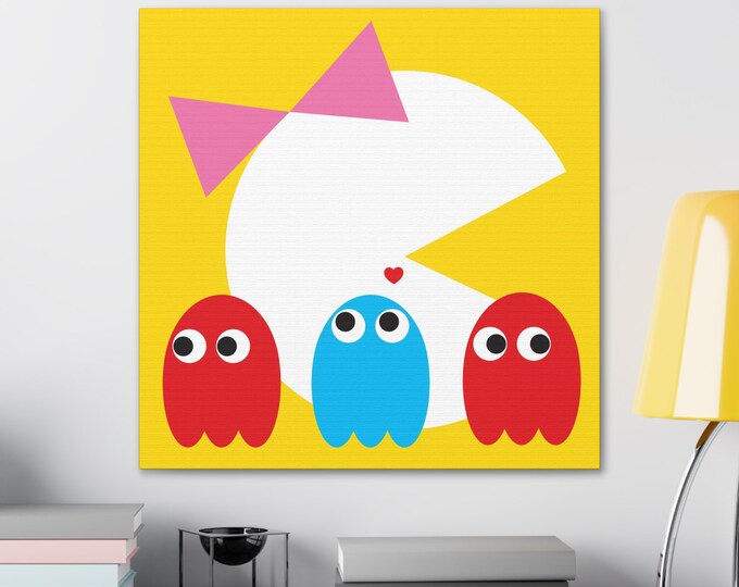 Ms. Pac-Man Canvas Wall Art | Game Room Decor | Gift For A Gamer | Video Game Decor | Graphic Design | Gaming Room Canvas