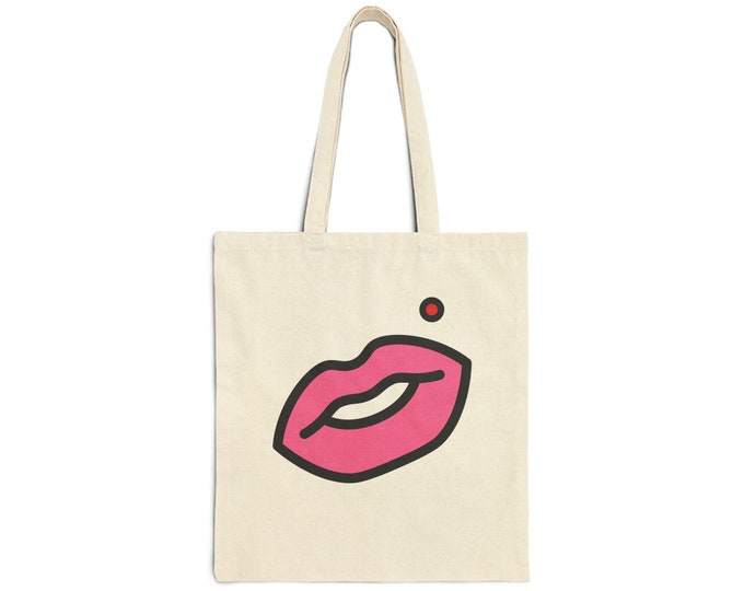 Tote Bag | Kiss and Lips | Pop Art Tote Bag | Canvas Tote Bag | Shopping Bag | Book Bag | Gift