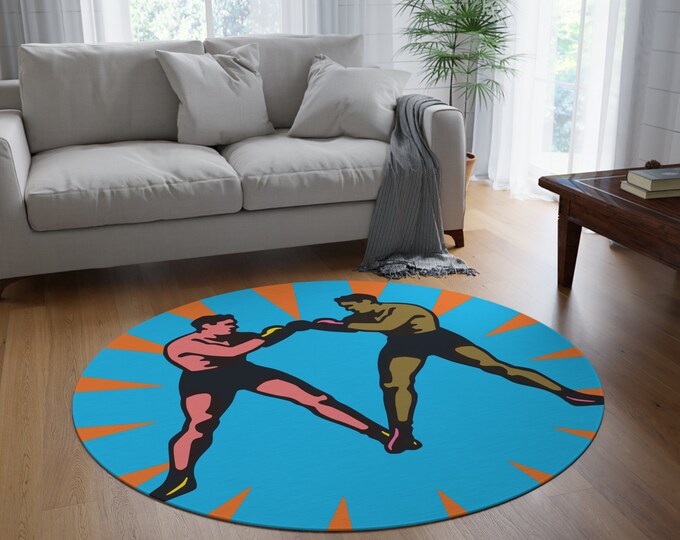 Round Rug | Bold, Colorful, Boxers | Home Decor | Man Cave | Teen Room | Dorm Decor | 50"x50" Size