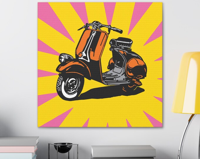 Scooter Vespa | Canvas Art | Room and Wall Décor | Pop Art Style