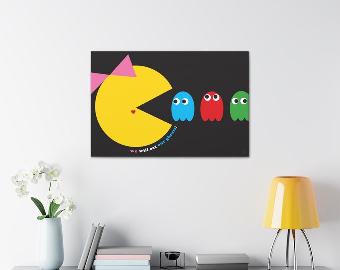 Ms. Pac-Man Canvas Wall Art | Game Room Decor | Gift For A Gamer | Video Game Decor | Graphic Design | Gaming Room Canvas