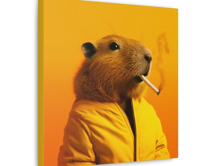 Capybara Neithborhood SmokeyBara | Canvas Art | Room and Wall Décor | Contemporary Illustration Art Style