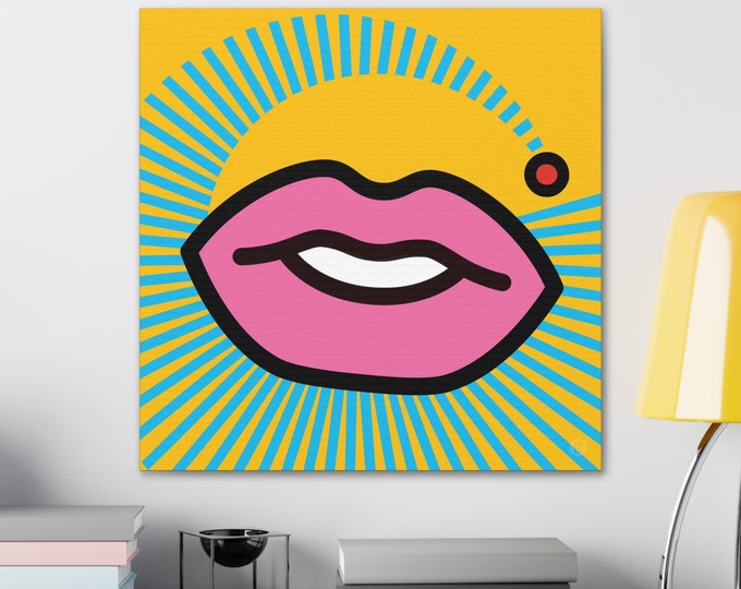 Pop Art Lips Kiss Wave | Canvas Art | Room and Wall Décor |5 Sizes