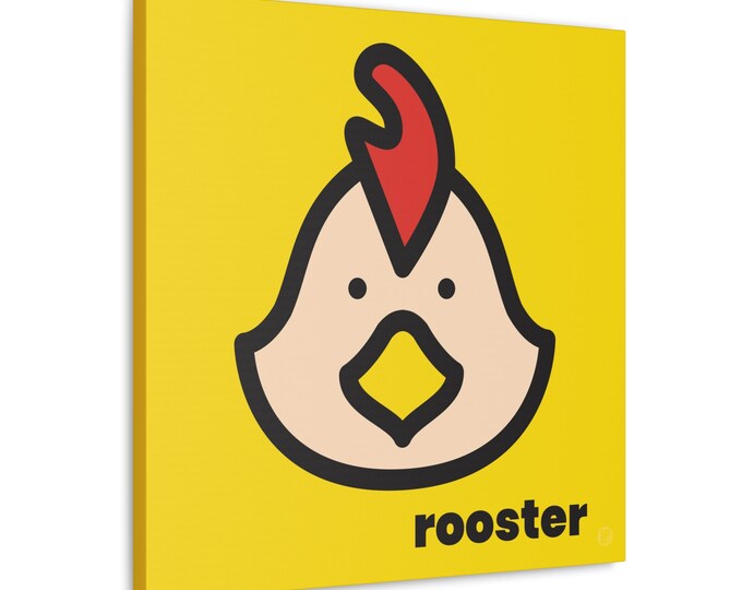 Fun Rooster | Canvas Animal Art | Nursery, Kids Room, Playroom | 5 Sizes