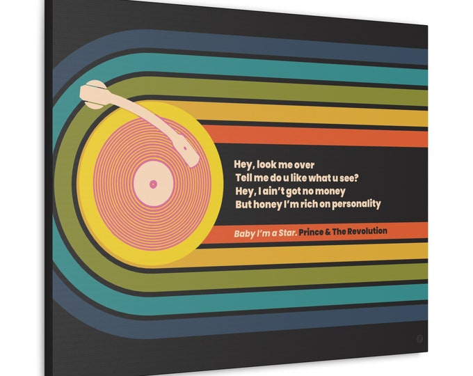 Record LP PLayer Song Lyrics | Prince's Baby I'm a Star | Canvas Art | Retro Style