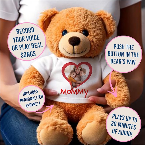 Personalized Teddy Bear with Voice Recording & Custom Apparel | Novelty Gift Item