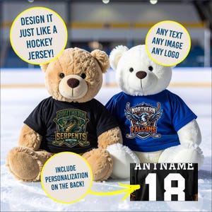 Custom Teddy Bear Hockey Jersey: Personalized Replica, Any Design (Fits 14-16" Bears)