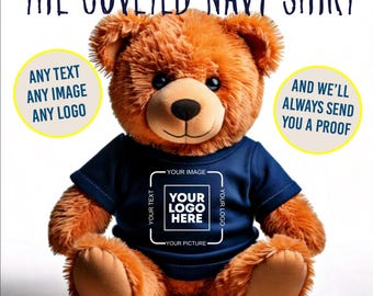 Personalized Navy Teddy Bear Shirt: Custom Plushie Apparel (Fits 12-16")