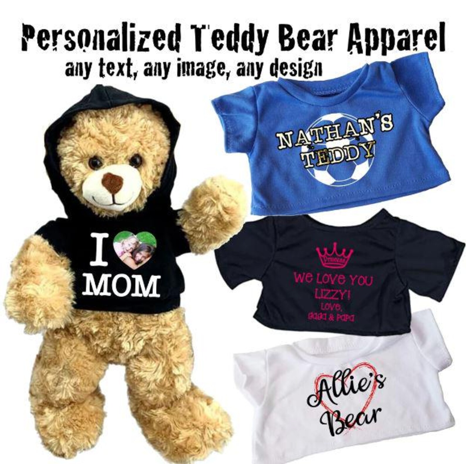 Personalized Teddy Bear Shirt: Custom Photo or Logo Plushie Apparel ...