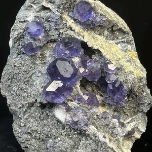 Natural Purple Blue Flourite on Matrix from Fujian Province, China 327.4 Grams.              Amazing Specimen!  11 x 9 x 4 cm. SmallCabinet
