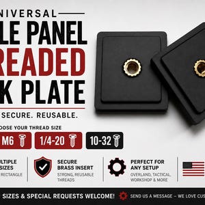 PKG of 2 Universal MOLLE Panel Threaded Back Plates | Brass Insert, PETG, Multiple Sizes