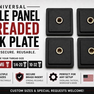 QTY 4 Universal MOLLE Panel Back Plate Mount | Brass Threaded Insert | PETG Plastic Construction