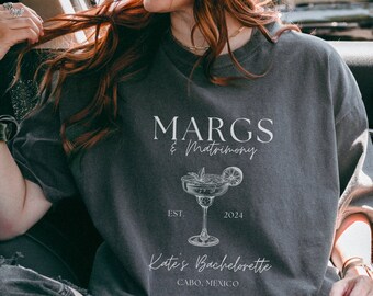 Custom Margs and Matrimony bachelorette shirt Margs and Matrimony Bach shirt for bridal shower Personalized Margaritas Bach Luxury Margs
