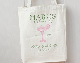 Margs and Matrimony Tote Bag Custom Bachelorette tote bags Marg and Matrimony Bachelorette gift party favor Bridesmaid Party favor gift