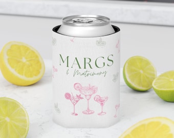 Margs and matrimony Can Cooler bachelorette  Party Favor Margs and Matrimony theme Party Custom Marg and Matrimony can Holder Bach Margs Can