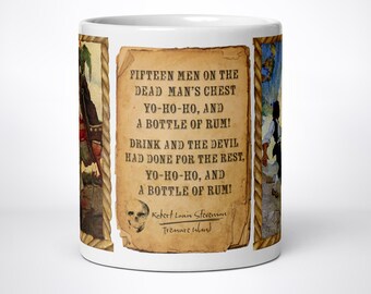 Taza de la Isla del Tesoro, Robert Louis Stevenson, regalo para amantes de los libros