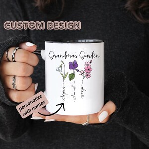 Personalized Birth Flower Mug: Garden Plant Mom Gift
