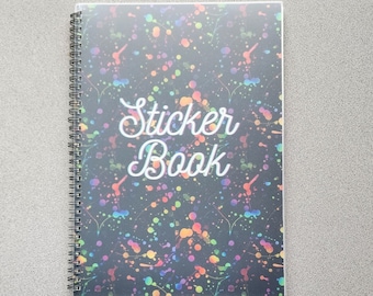 Álbum de pegatinas reutilizables / Tamaño A4, cubierta con salpicaduras de pintura