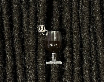 Red Wine Glass Hair Jewelry for Traditional Locs, Braids, Extensions and Twists