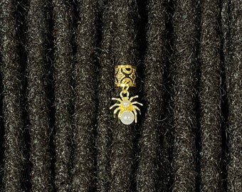 Gold Pearl Spider Hair Jewelry for Traditional Locs, Braids, Extensions and Twists